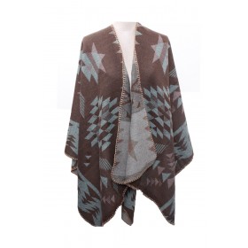 U Shape Triangle Print Poncho